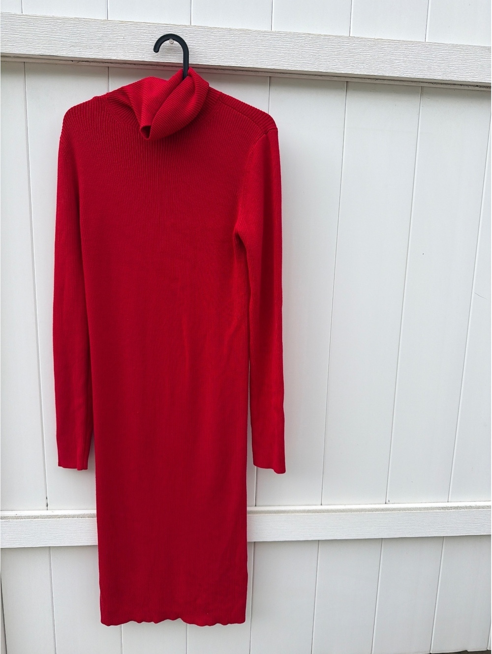 Express Women's Medium Red Ribbed Turtleneck Sweater Dress